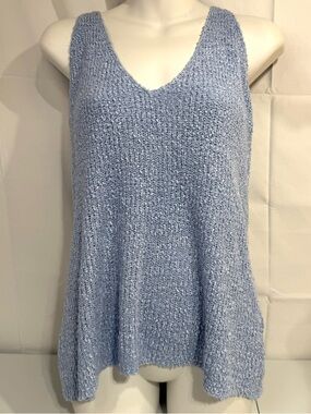 Anthro Moth Blue Textured Knit Tank Top Boho Sleeveless Small